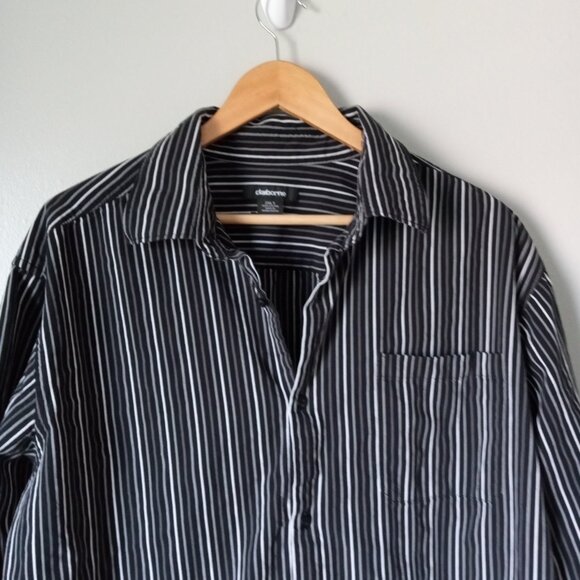 Claiborne Black and White Striped Long Sleeve Button Up Shirt - Picture 3 of 5